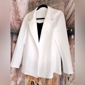 White Classic Blazer!! Papaya Striped Belted Wide Leg Pants!!!